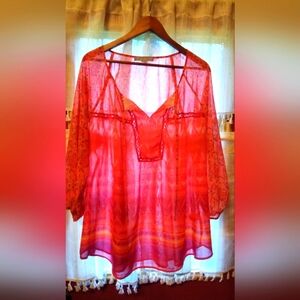 Valerie Stevens sheer tunic blouse